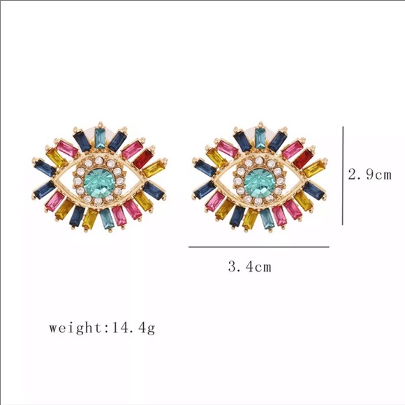 NEW Colorful Evil Eye Stud Earrings - Picture 4 of 4